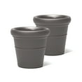 thumbnail image 2 of Step2 Claremont 18" Tall Dark Cedar Round Indoor Outdoor Plastic Flower Planter, 2 of 25