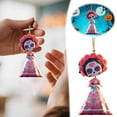 thumbnail image 5 of YaoZQ Sugar Skull Ornament With Pink Roses For Halloween Tree And Car Mirror Day Of The Dead Calavera Doll Hanging Decoration For Dia De Los Muertos Themed Party 2D Flat Acrylic Gothic Figurine, 5 of 11