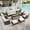 Beige, variant on Summit Living 9-Seat Patio Furniture Set with 56" Gas Fire Pit Table (50,000 BTU), Wicker Sectional Outdoor Conversation Set with Swivels Chairs, Red