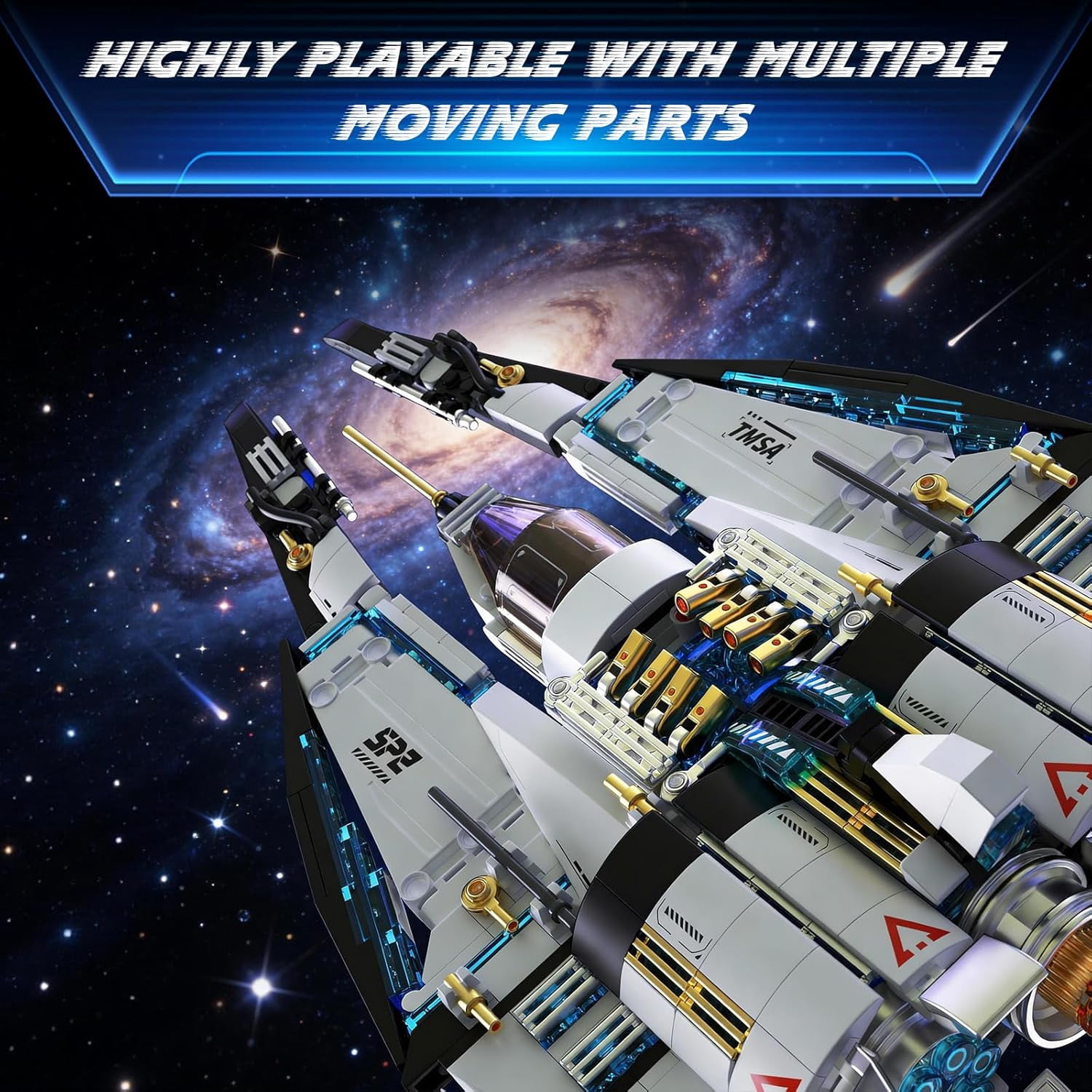 Spaceship Building Blocks Set, STEM Space Toys for Kids to Assemble a Space Shuttle with Light, Best Present (739PCS)
