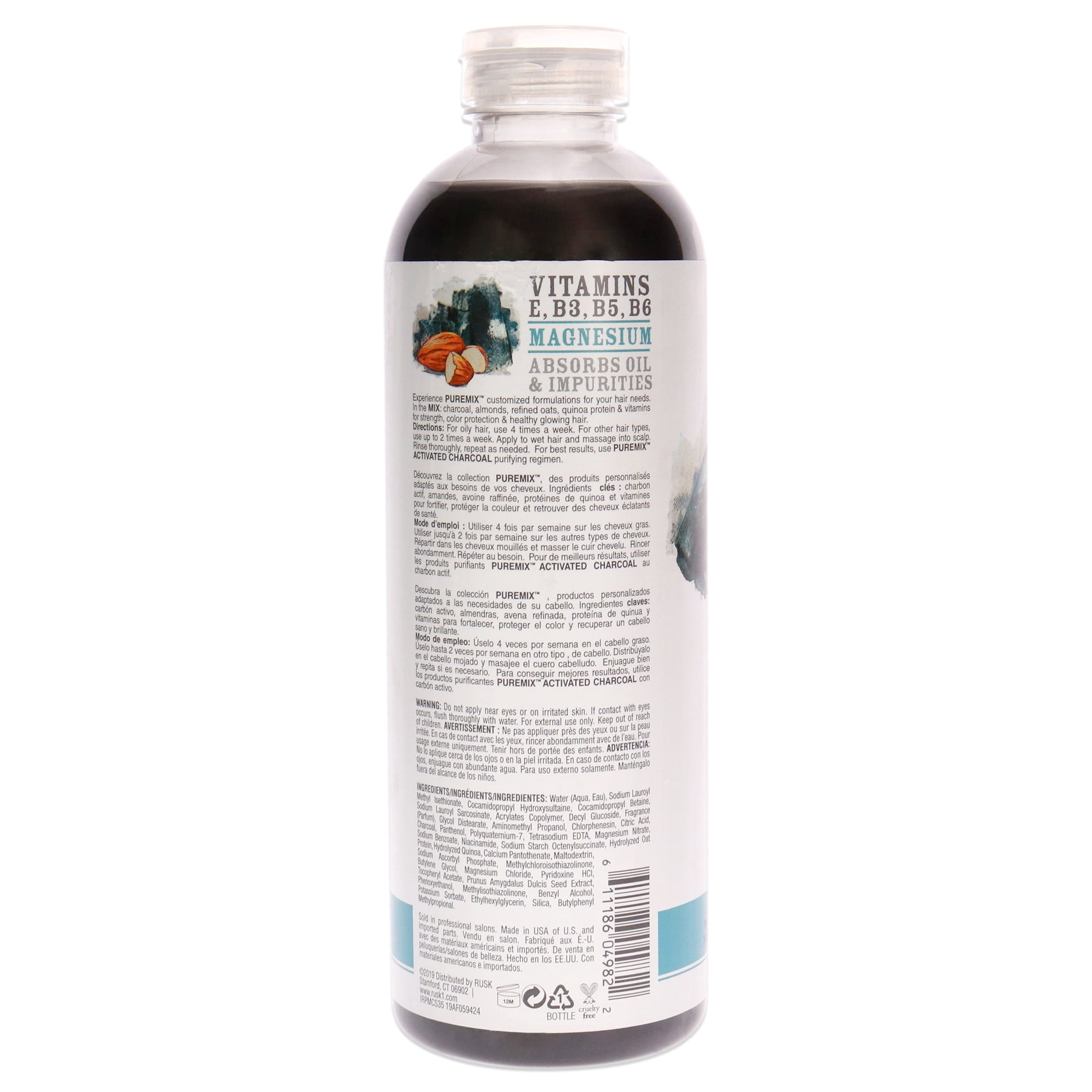 Puremix Activated Charcoal Purifying Shampoo by Rusk for Unisex - 35 oz Shampoo