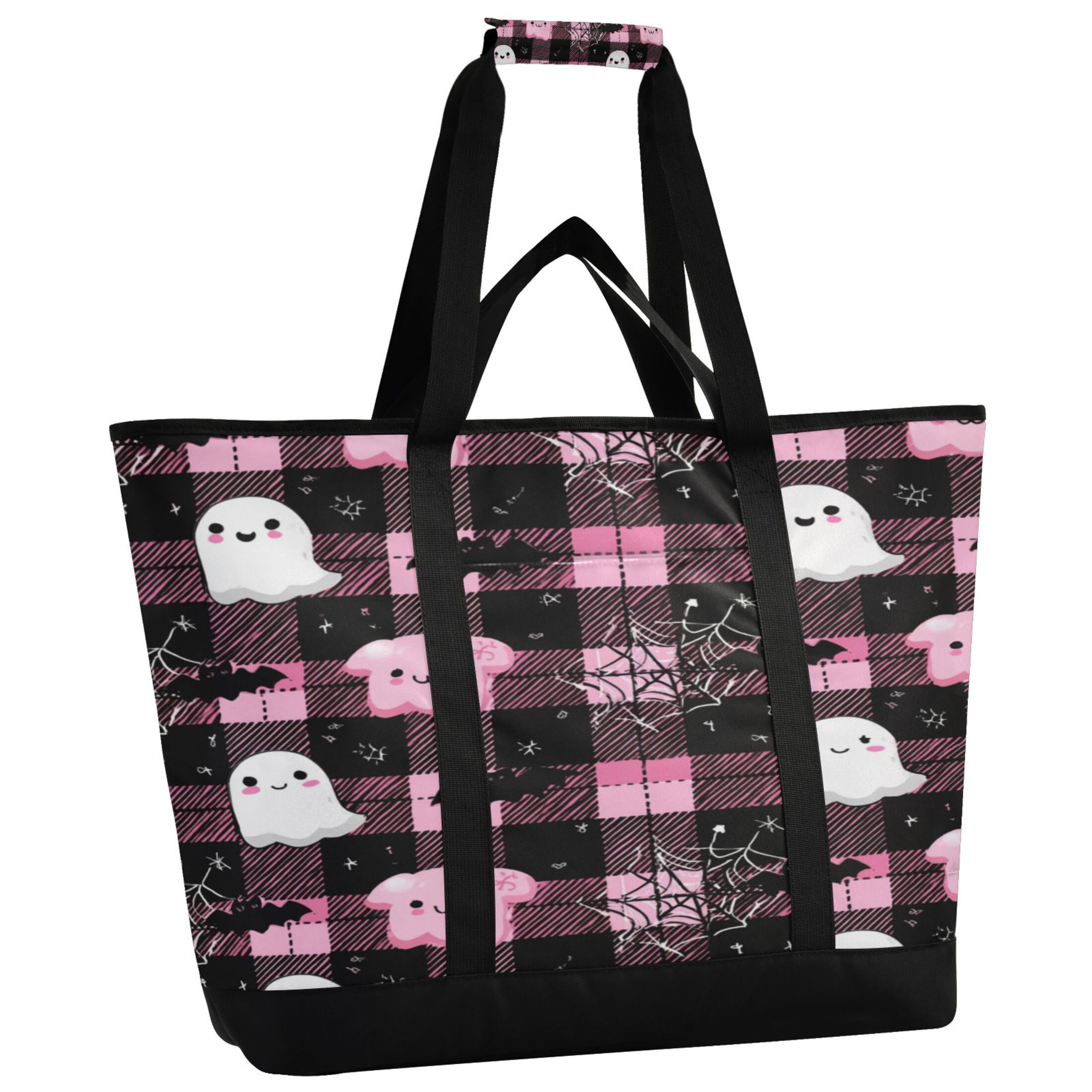 Extra-Large Wide Opening Design Capacity Hand-Held Ice Pack Thickened Insulation Layer For Long-Lasting Cold Retention For Outdoor Shopping Picnics And Camping Cute Halloween Ghosts