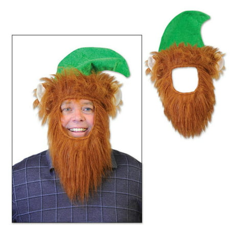 Beistle Green Elf Leprechaun Character Hat w Wig, Beard & Ears, One-Size