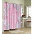 thumbnail image 3 of Merry Christmas Shower Curtains for Bathroom Shiny Silver Snowflakes on Pink Background Polyester Waterproof Shower Curtain with Hooks 72 x 72 Inch, 3 of 7