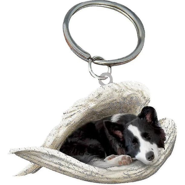 Lindo perro durmiendo llavero acrílico Ángel colgante Interior del coche colgante decoración de papelería para el hogar (hy)