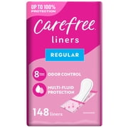 (4 pack) Carefree Panty Liners, Regular, Unscented (148 Count)