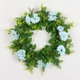 thumbnail image 3 of Corona artificial vívida para puerta, flores de seda, puerta principal, ventana, decoración del hogar, Pascua Margarita azul, 3 of 8