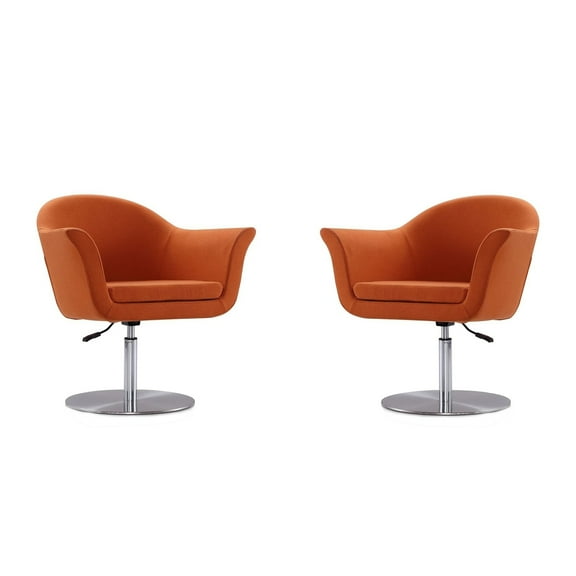 Manhattan Comfort Voyager Fabric Accent Chair in Orange (Set of 2)