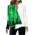 thumbnail image 1 of Wolfast Blouse Décontractée à Manches Longues Imprimée pour Femmes, Col en V, Ourlet Asymétrique, Amincissant, Vert, m, 1 of 5