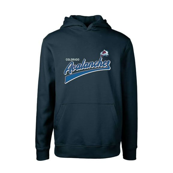 Youth Levelwear Navy Colorado Avalanche Podium Retro Script Fleece Pullover Hoodie