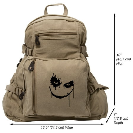 The Joker Face Army Sport Heavyweight Canvas Backpack (Best North Face Backpack For School)