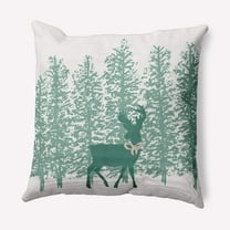 Simply Daisy Mint Colored Reindeer Through the Woods Winter Soft Spun Polyester Decorative Throw Pillow, 26" x 26"