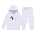 thumbnail image 4 of Cethrio Girls Outfit Sets, 2 Piece Casual Long Sleeve Athletic Hoodies and Sweatpants Sets White Size 9-10 T, 4 of 5