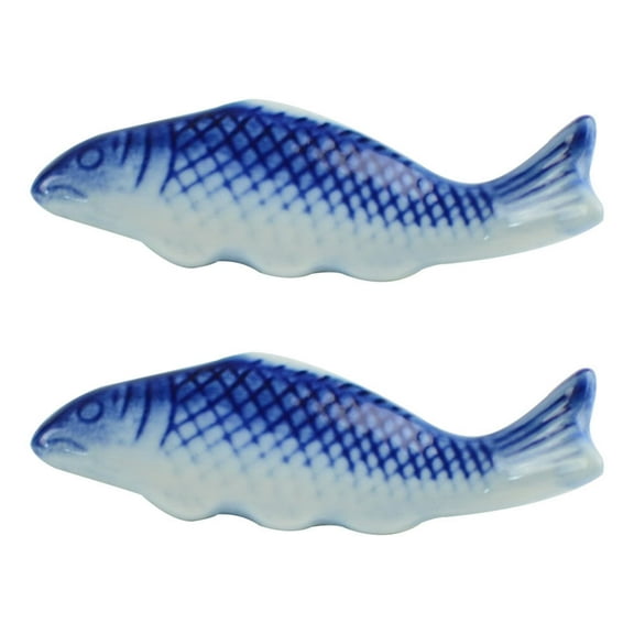 HOKARUA 2pcs Fish Shape Chopsticks Holder Ceramic Cutlery Holder Kitchen Chopstick Rest