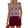 thumbnail image 6 of Haivin Women's Fashion Print Short Sleeve Top and Shorts Set, Round Neck with Chest Pleats, Casual Comfortable Outfit for Daily Wear and Summer, 6 of 8