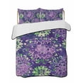 thumbnail image 2 of Purple Green Flowers Twin Size Down Alternative Comforter, Lightweight Comforter Quilt Bedding Set with Pillow Shams Watercolor Vintage Botanical All Seasons Bed Comforter Duvet Insert 68"x86", 2 of 7