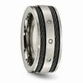thumbnail image 5 of Titanium Black IP-plated Cable and Diamonds 10mm Brushed Band Size: 13; for Adults and Teens; for Women and Men, 5 of 7