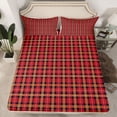 thumbnail image 2 of Homewish Geometric Stripes 3pcs Twin Sheet Sets For Kids Teens Adults,Abstract Plaid Twin Fitted Sheet,Vintage Aesthetic Breathable Flat Sheet,Breathable Home Decor, 2 of 7