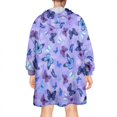 thumbnail image 2 of Purple Butterfly Pattern Wearable Oversized Blanket,Wearable Blanket Hoodie for Adults,Cozy Hooded Blankets with Super Pockets,Super Warm Fuzzy Pullover for Women & Men, 2 of 6