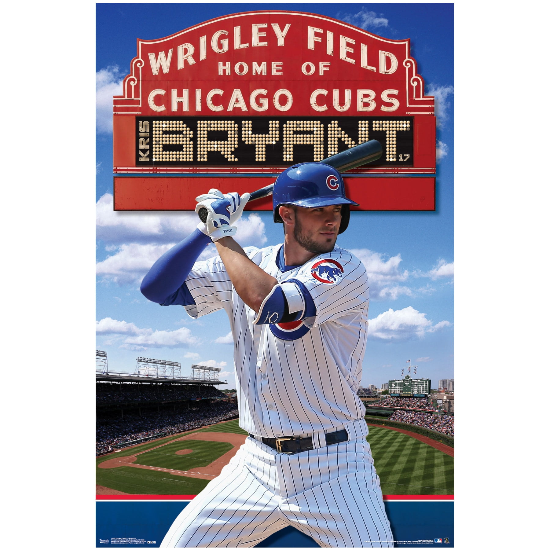 Chicago Cubs Kris Bryant Wrigley Field MLB Baseball Sports Poster 22x34