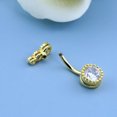 thumbnail image 2 of OUFER 316L Surgical Steel Belly Button Rings Round Clear CZ Belly Rings Navel Rings Belly Piercing Body Piercing Jewelry-Gold Plated, 2 of 3