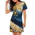 thumbnail image 2 of Gaeub Moonlit Golden Tree Peacock Print Women's Short-Sleeved Nightdress,Loose Comfy Pajama Sleepwear,Summer Night-dresses for Women, 2 of 6