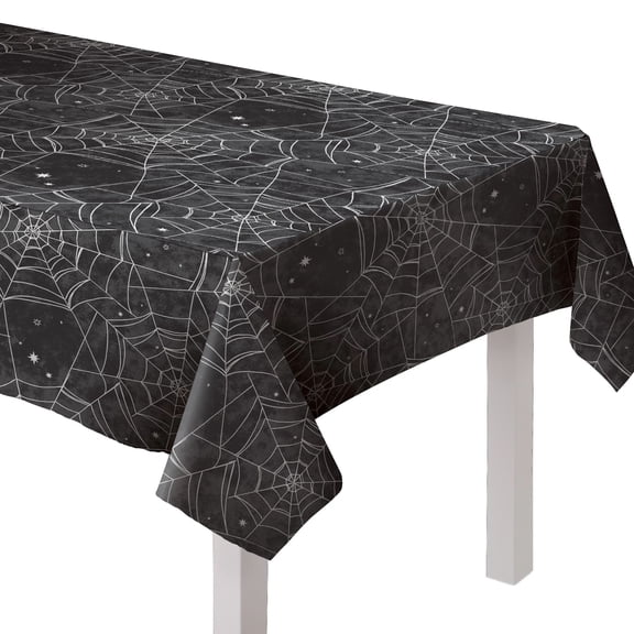 Amscan Spider Web Flannel Backed Halloween Table Cover, 54 x 90 in