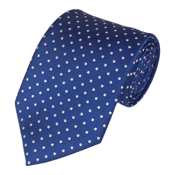 Romario Manzini White Dot on Royal Blue Design Woven Necktie