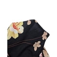 thumbnail image 7 of Black Floral Printed Wrap Midi Dress With Ruffle Sleeves For Women, 7 of 7