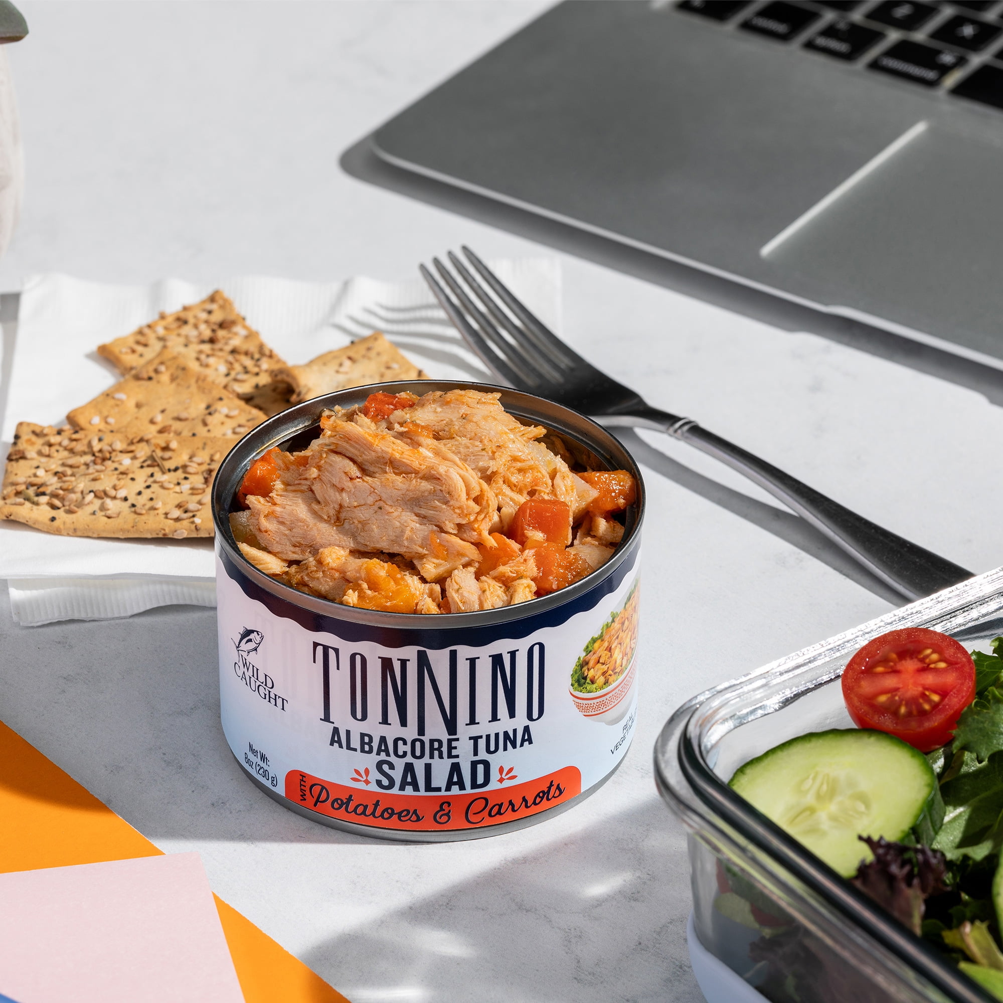 (2 pack) Tonnino Premium Albacore Tuna Salad with Potatoes and Carrots, 8 oz Can, Wild Caught, Gluten-Free, Ready to Eat