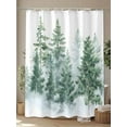 thumbnail image 4 of Fsddascl Forest Green Shower Curtain Set - Extra Long 72" x 96" Washable Bathtub Curtain with 12 Hooks, Spring Summer Watercolor Pine Tree Waterproof Fabric Stall Shower Curtains for Bathroom, 4 of 6