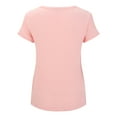 thumbnail image 5 of Prolriy Womens Tops Linen Shirts for Women, Women's Round Neck Short Sleeve Solid Color Casual and Comfortable Tops T Shirts for Women, Womens Tops Summer Tops Pink XXXXL, 5 of 8