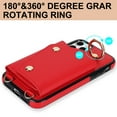 thumbnail image 4 of ShellTech for iPhone 11 Pro Max Case with Card Holder and Strap - Zipper Pocket,Crossbody Lanyard Strap,Credit Card Holder,Stand Ring,Cute Phone Wallet Case for Women,Red, 4 of 10