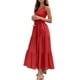 thumbnail image 1 of Vestido largo de mujer Qarigey estético Sin mangas plisado un hombro Rojo M, 1 of 6