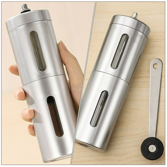 CIMAXIC Coffee Bean Grinder Manual Ceramic Coffee Grinder Silver 1Pack 7.47X2.16X2.16in