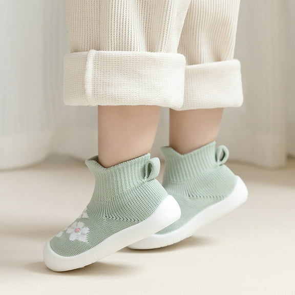 Toddler Sock Shoes Anti Toddler Boys Girls Walking Socks Shoes Indoor Warm Knit Soft Sole Rubber Cotton Socks Shoes Indoor Socks for Boys Girls 18-24 Months