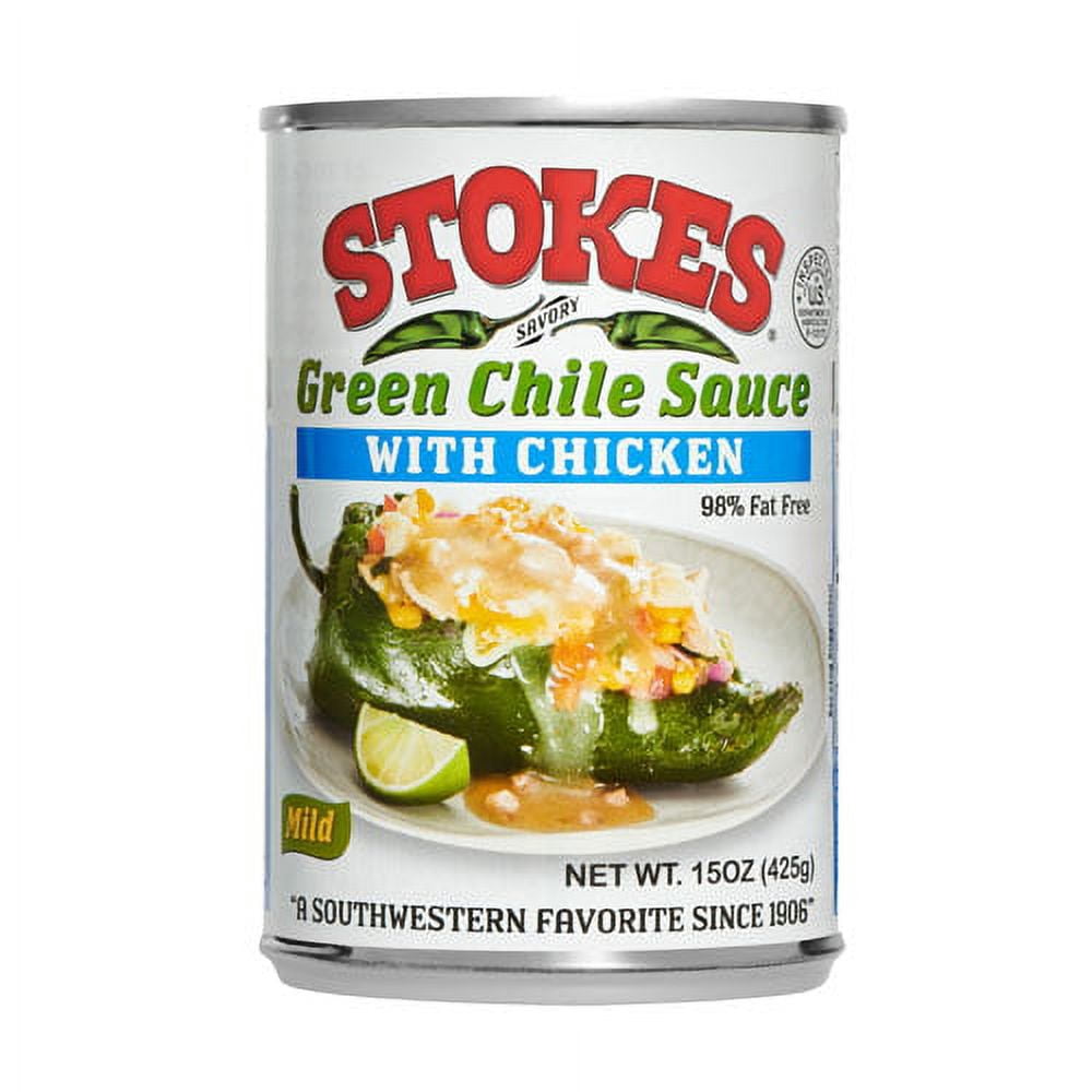 Stokes Green Chile Sauce with Chicken, Mild, 15 oz Can
