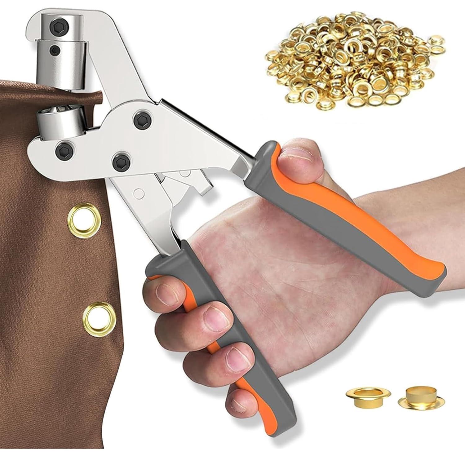 Professional Grommets Kit, Grommet Tool Kit, Heavy Duty Grommet Kits, with 500 Pcs 3/8 Inch 10mm Grommets, for Canvas, Tarps, Leather, Tents, Banner & Fabric