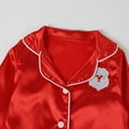 thumbnail image 6 of FAIWAD Kids Christmas Silk Pajamas Set Button Down Long Sleeve Santa Shirts Tops and Pants Boys Girls Satin Pjs Sets, 6 of 7