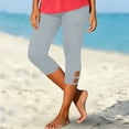 thumbnail image 5 of Xdegoge Womens Capri Leggings Yoga High Waisted Stretchy Athletic Cropped Pants with Cutout Hem Detail Gym Running Fitness Casual Summer Activewear, 5 of 7