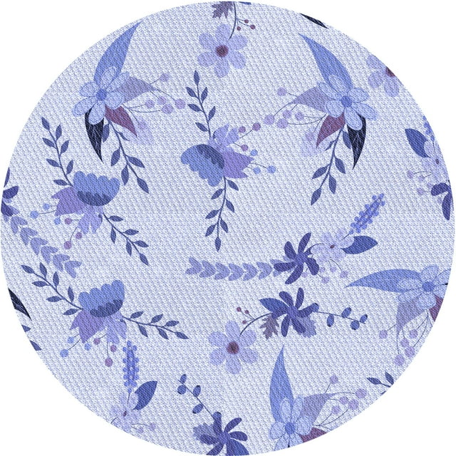 Ahgly Company Tapis Rond Lavable en Machine Intérieur Transitionnel Bleu Lavande, 4 Pieds Rond