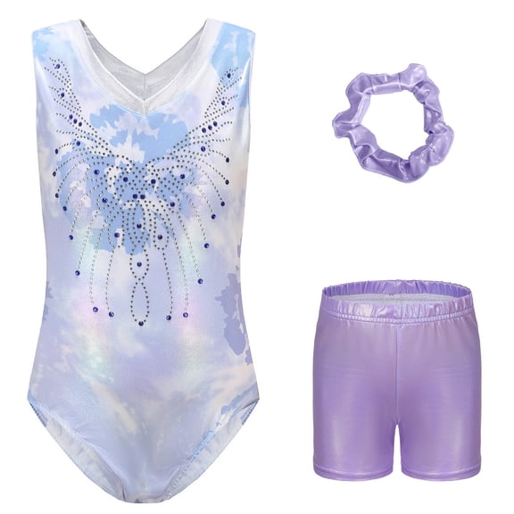 SONGGE Toddler Girls 3 Piece Gymnastics Outfit Sets Long Sleeve Ballet Tutu With Dance Shorts And Headband For Kids Athletic Dancewear Performance Leotard Apparel Cartoon Classic Clothing Sets