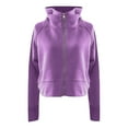 thumbnail image 4 of UAMVSH Hooded Sweatshirts for Women Classic Full Zipper Cropped Athletic Jackets Casual Long Sleeve Hoodie with Thumb Hole(X-Large,Purple), 4 of 7