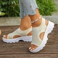 thumbnail image 2 of Women's Platform Sandals Lightweight Knitting Beach Sandal Breathable Thick Sole Wedge Walking Shoes Black Size 7, 2 of 7