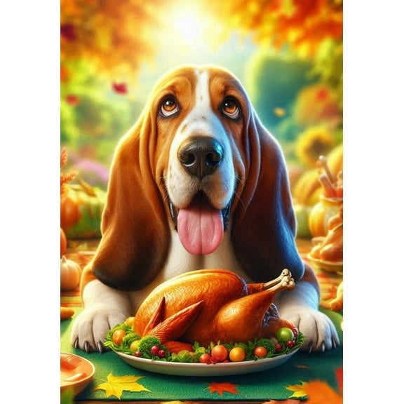 Basset Hound  - Best of Breed DCR Thanksgiving Garden Flag 12" x 17"