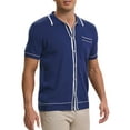 thumbnail image 5 of INSPIRE CHIC Men's Knit Shirt Button Down Short Sleeve Lightweight Casual Summer Knited Polo Shirts S Dark Blue, 5 of 6