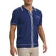 thumbnail image 5 of Camisa de punto de hombre TATT 21, con botones, de manga corta, ligera, casual, para el verano, polo de punto, M, azul oscuro, 5 of 6