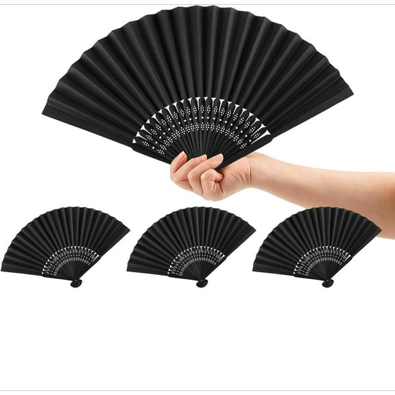 Paper Fans 4pack Folding Fan Bamboo DIY Painting Hand Held Fan Mini Size（ 8.26in）