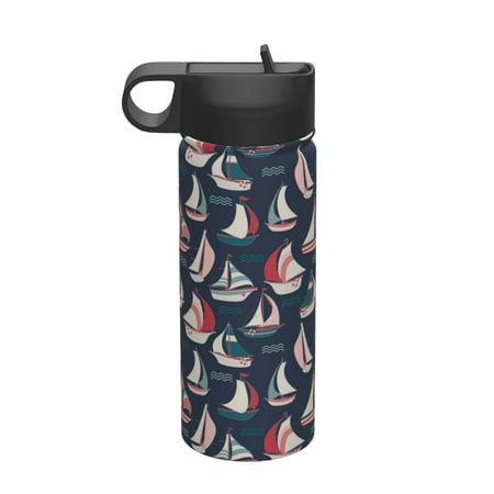 

Uemuo Sailboat And Wave Print 18oz Sports Insulated Kettle Water Bottle Outdoor Sports Bottle Insulated Hydration Bottle with Handle & Flip Straw
