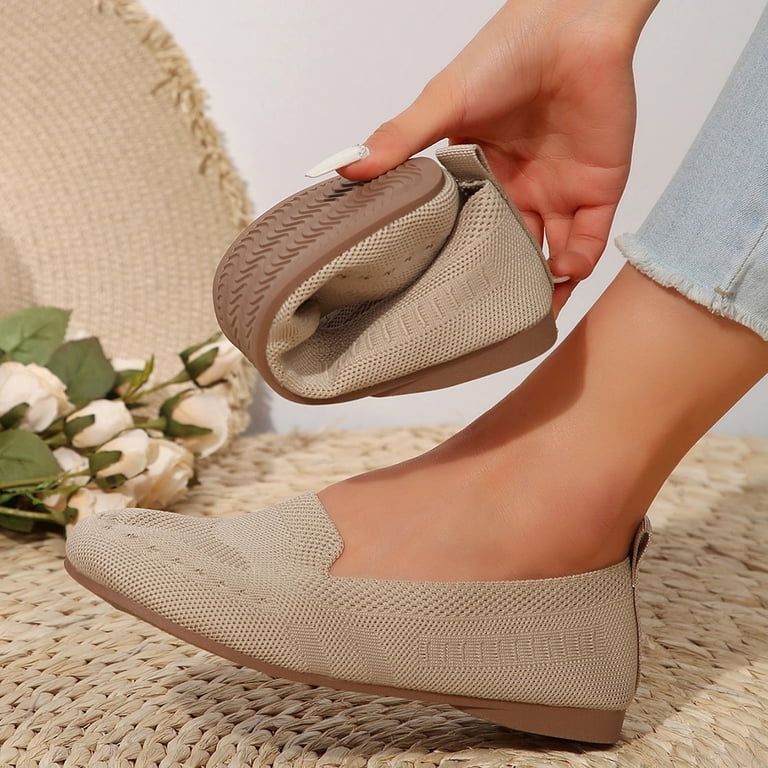 beige women's dress shoes Tawop Womens Womens Shoes Work Shoes Flats Casual 8.5 size?:XL Wide Foot Friendly linen midi dress Trash The Dress |